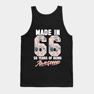 Made in 1966 56 years of being awesome 56th Birthday Flowers Tank Top